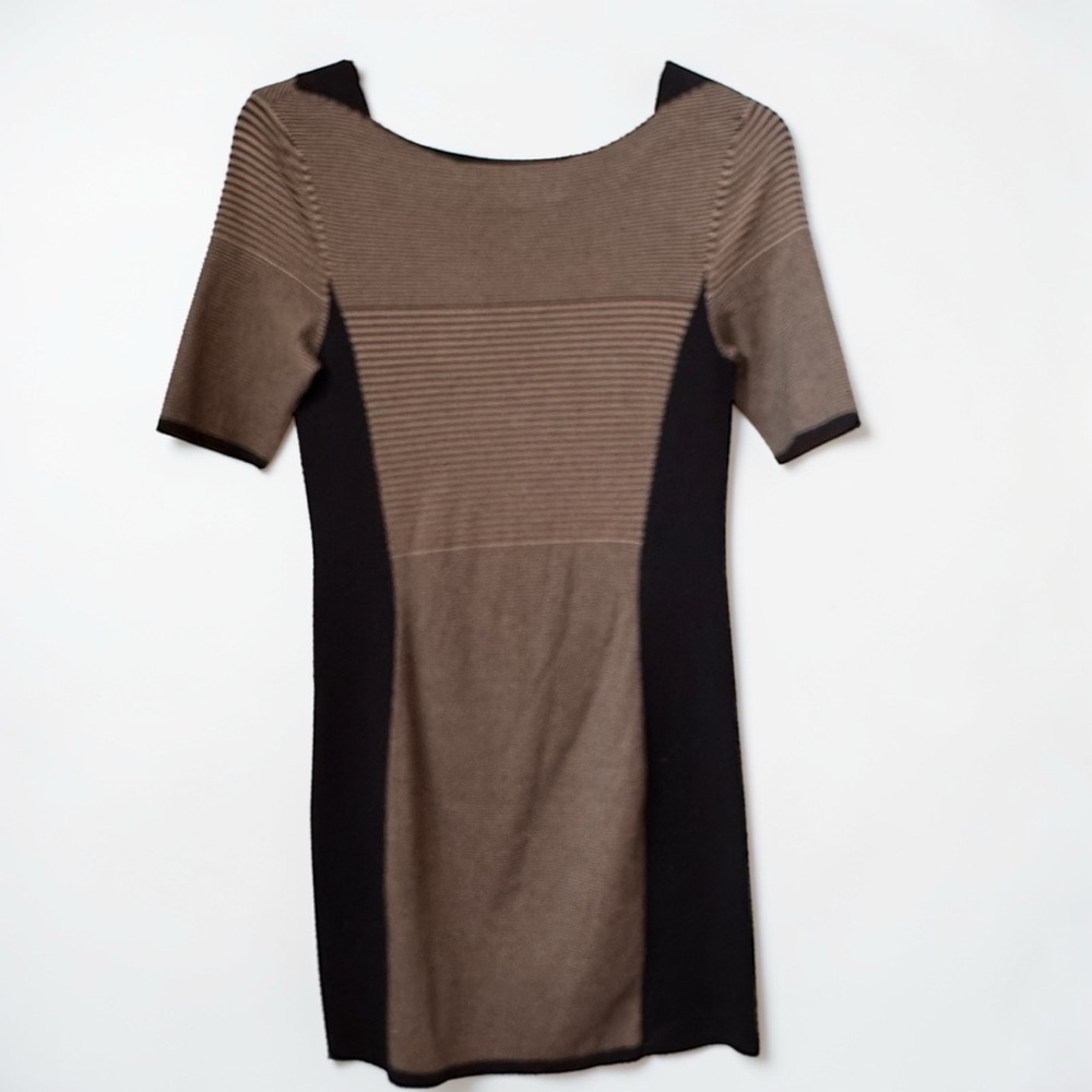 Rag & Bone Tan and Black Short Sleeve Knit Dress